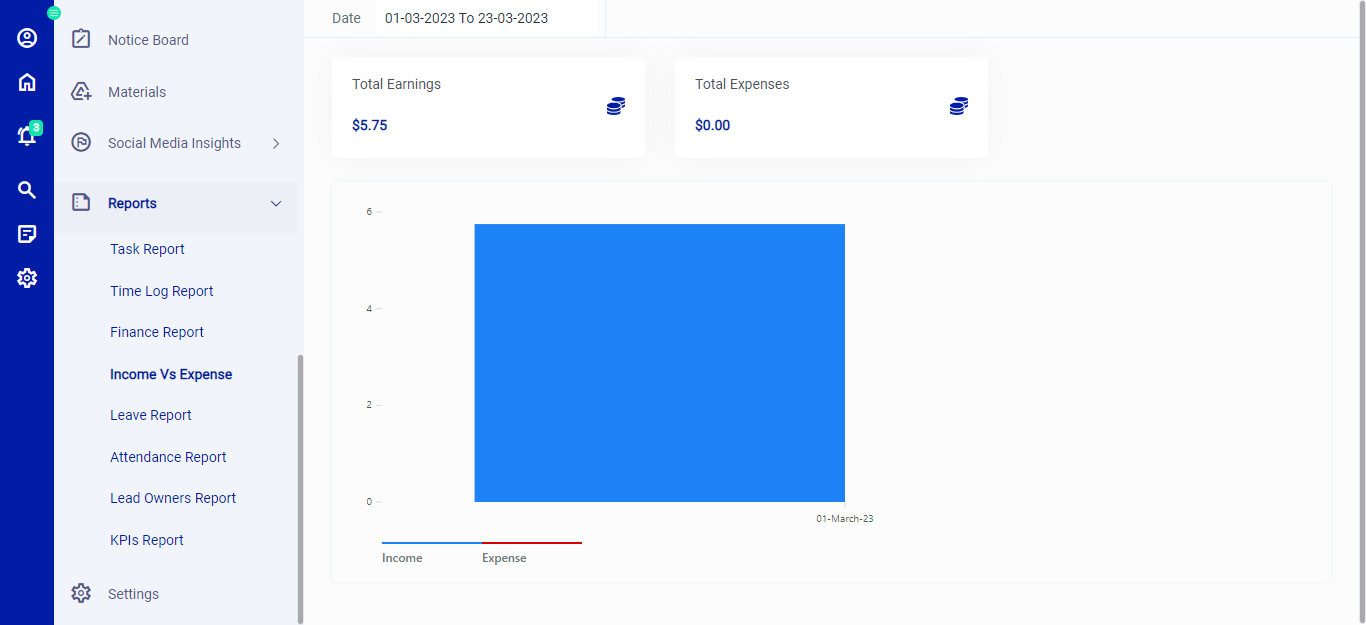Income Vs Expense Report
