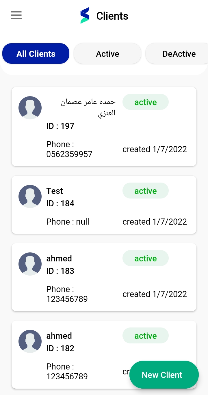 Client Details Screen
