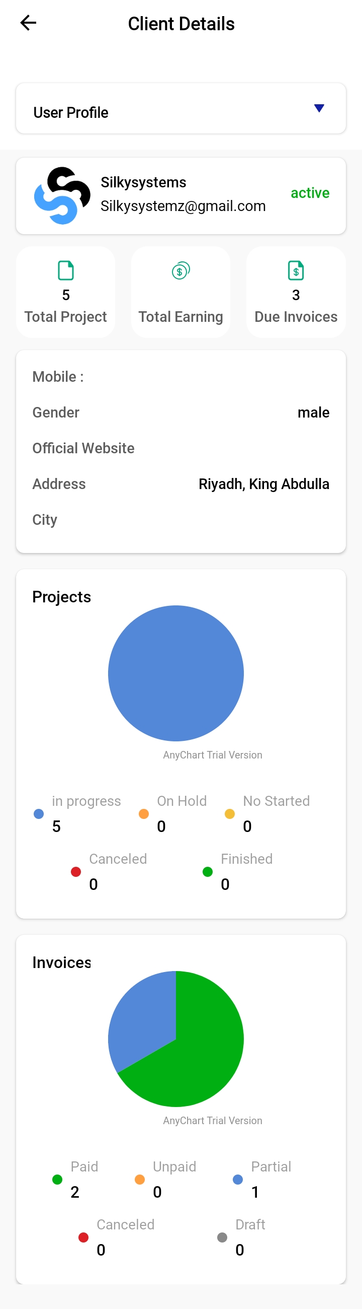Client Details Screen